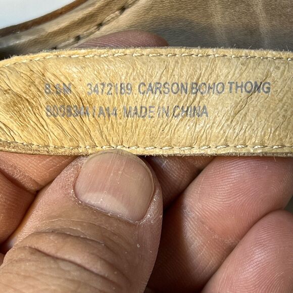 Frye Carson Boho Natural Leather Beaded Thong Strappy Sandals Sz. 8.5 - Picture 7 of 8